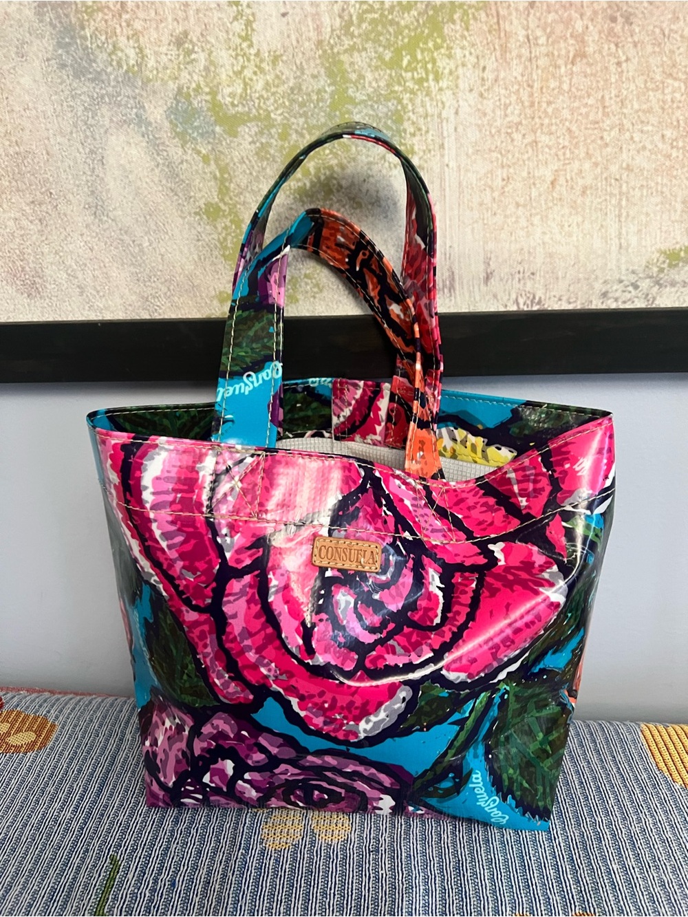 Consuela Pink Floral Coated Canvas Tote Gran N Go Tote